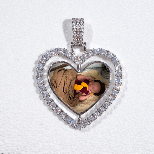 3D Spinning 2-Faced Heart Custom Picture Pendant
