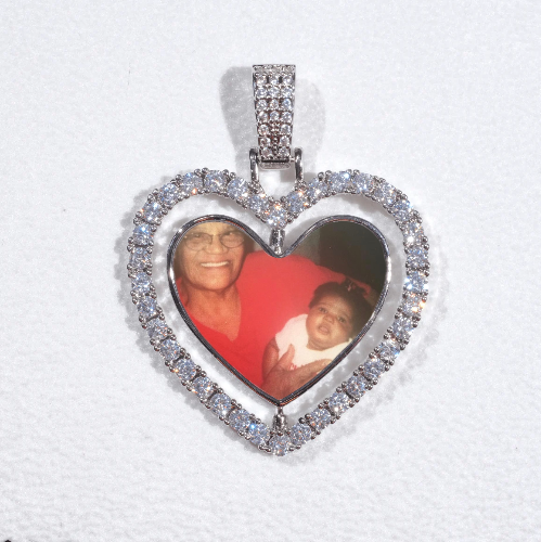 3D Spinning 2-Faced Heart Custom Picture Pendant