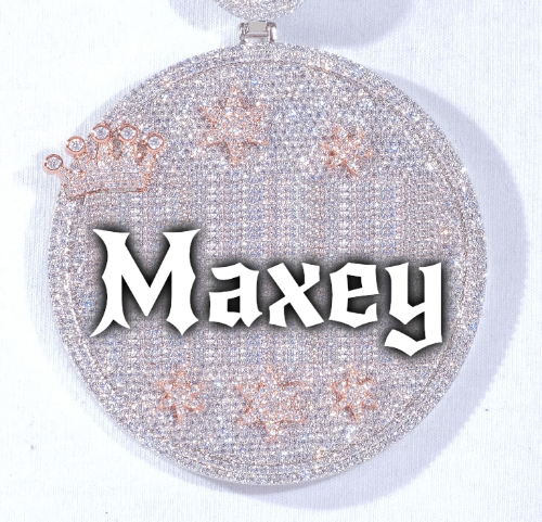 CUSTOM LETTER NECKLACE 3D BIG CROWN DISC