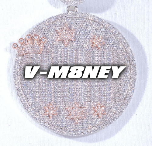CUSTOM LETTER NECKLACE 3D BIG CROWN DISC