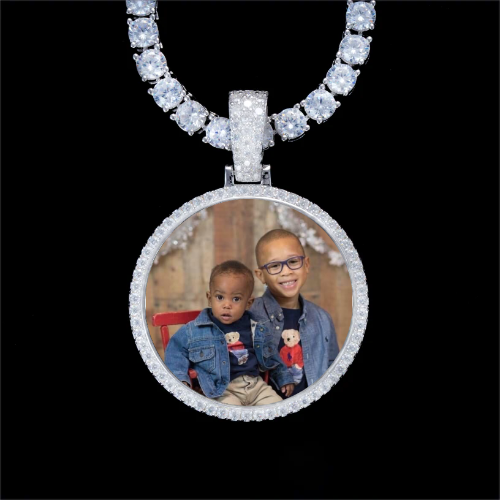 925S & VVS Moissanite 3D Circle Custom Picture Pendant