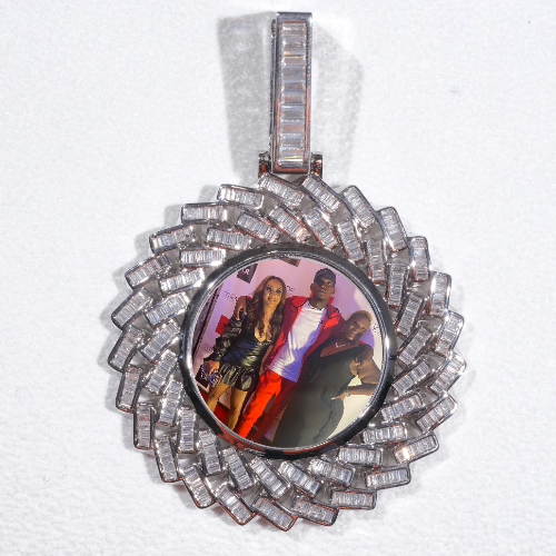 Large 3D Baguette Custom Picture Pendant