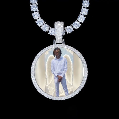 925S & VVS Moissanite 3D Circle Custom Picture Pendant
