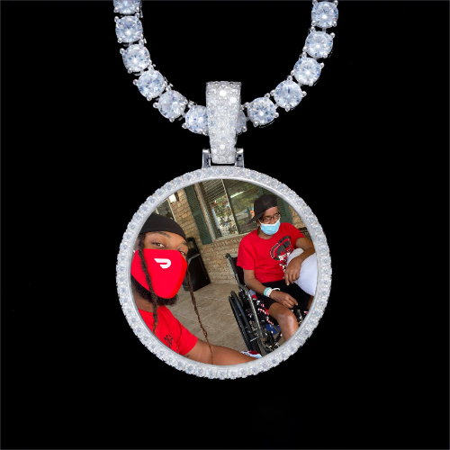 925S & VVS Moissanite 3D Circle Custom Picture Pendant