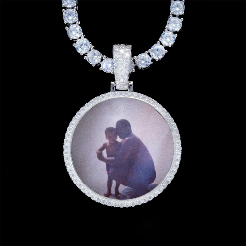 925S & VVS Moissanite 3D Circle Custom Picture Pendant