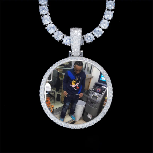 925S & VVS Moissanite 3D Circle Custom Picture Pendant