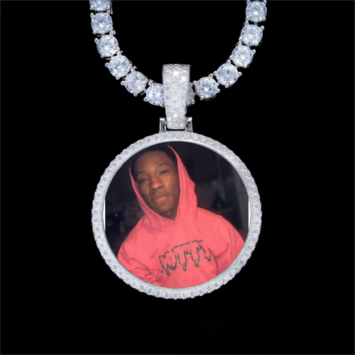 925S & VVS Moissanite 3D Circle Custom Picture Pendant