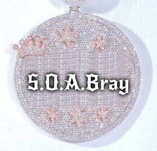 CUSTOM LETTER NECKLACE 3D BIG CROWN DISC