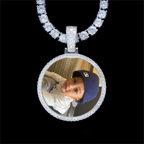 925S & VVS Moissanite 3D Circle Custom Picture Pendant