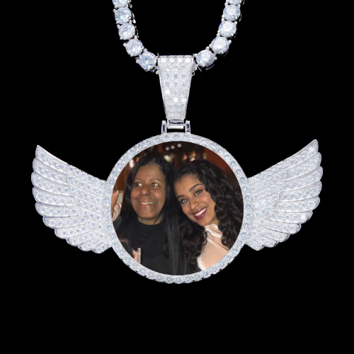 925S & VVS Moissanite 3D Wing Custom Picture Pendant