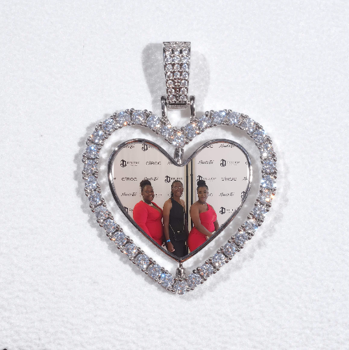3D Spinning 2-Faced Heart Custom Picture Pendant