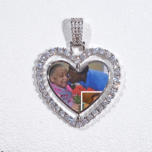 3D Spinning 2-Faced Heart Custom Picture Pendant
