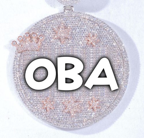 CUSTOM LETTER NECKLACE 3D BIG CROWN DISC