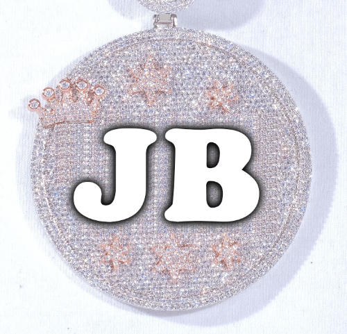 CUSTOM LETTER NECKLACE 3D BIG CROWN DISC
