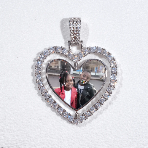 3D Spinning 2-Faced Heart Custom Picture Pendant