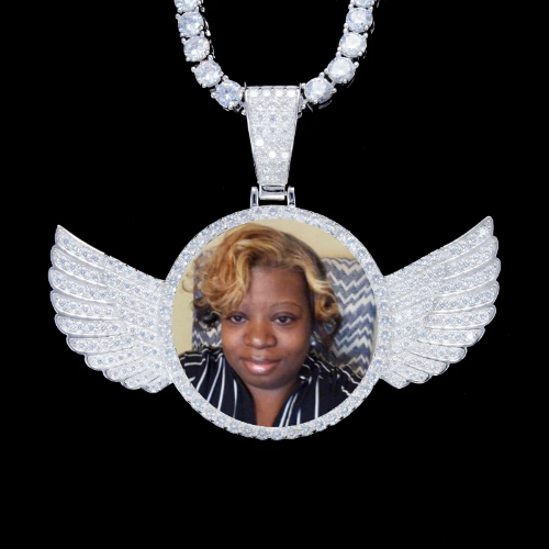 925S & VVS Moissanite 3D Wing Custom Picture Pendant
