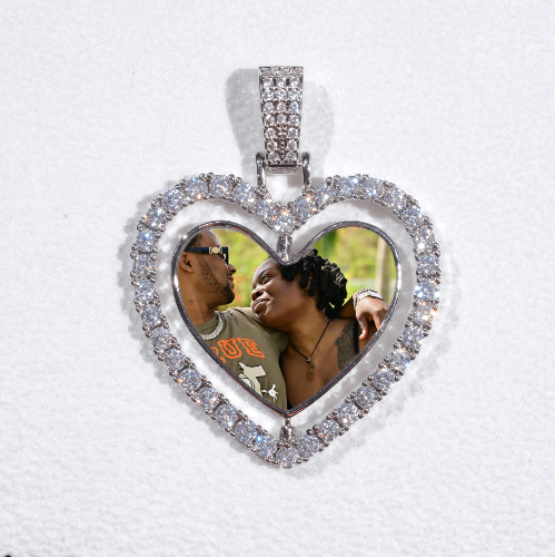 3D Spinning 2-Faced Heart Custom Picture Pendant