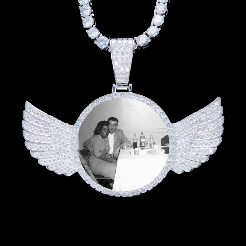 925S & VVS Moissanite 3D Wing Custom Picture Pendant