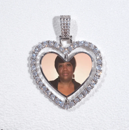 3D Spinning 2-Faced Heart Custom Picture Pendant