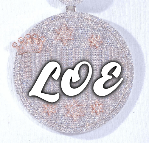 CUSTOM LETTER NECKLACE 3D BIG CROWN DISC