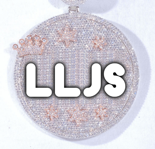 CUSTOM LETTER NECKLACE 3D BIG CROWN DISC