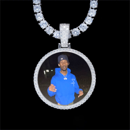 925S & VVS Moissanite 3D Circle Custom Picture Pendant