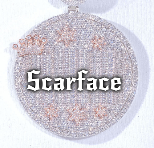 CUSTOM LETTER NECKLACE 3D BIG CROWN DISC