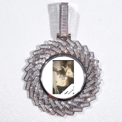 Large 3D Baguette Custom Picture Pendant
