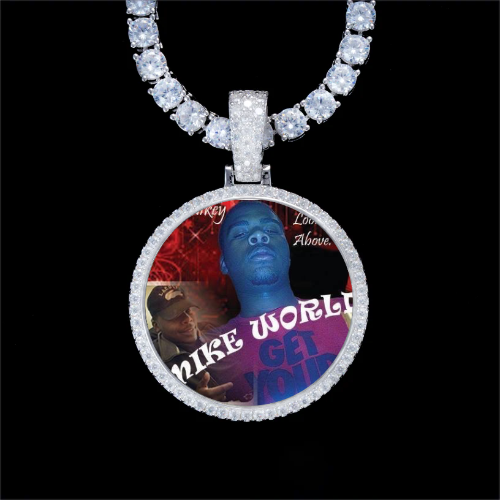 925S & VVS Moissanite 3D Circle Custom Picture Pendant