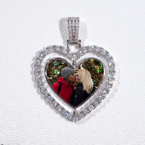 3D Spinning 2-Faced Heart Custom Picture Pendant