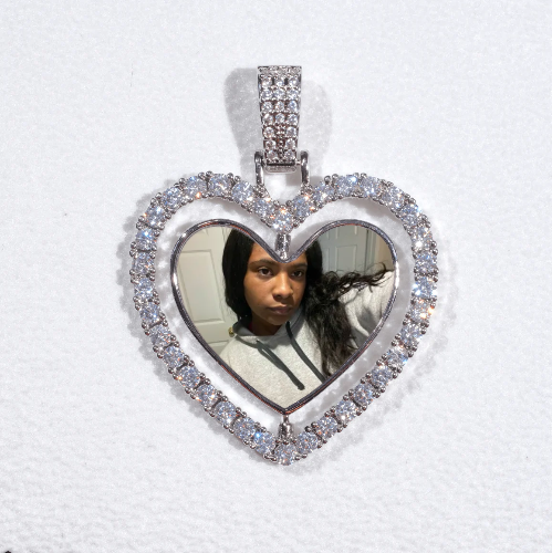 3D Spinning 2-Faced Heart Custom Picture Pendant