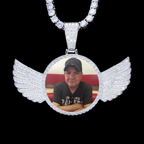 925S & VVS Moissanite 3D Wing Custom Picture Pendant