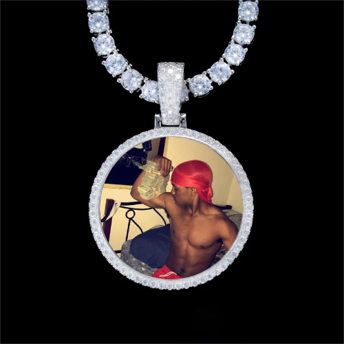 925S & VVS Moissanite 3D Circle Custom Picture Pendant