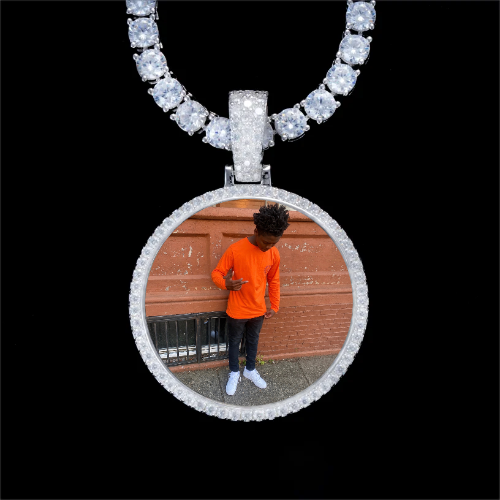 925S & VVS Moissanite 3D Circle Custom Picture Pendant