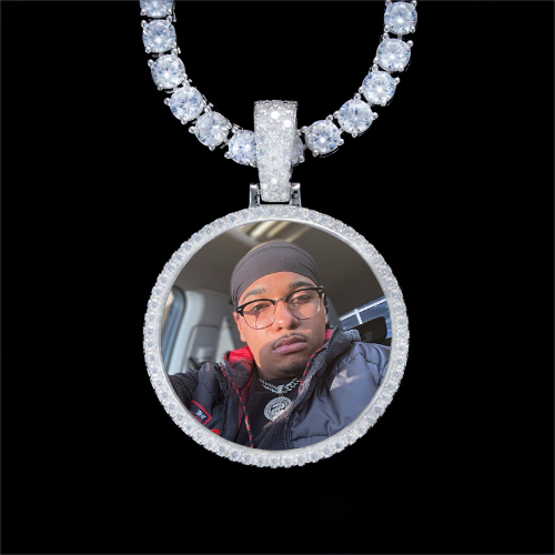 925S & VVS Moissanite 3D Circle Custom Picture Pendant