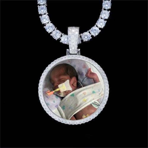 925S & VVS Moissanite 3D Circle Custom Picture Pendant