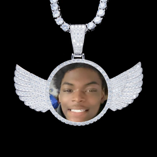 925S & VVS Moissanite 3D Wing Custom Picture Pendant