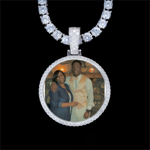 925S & VVS Moissanite 3D Circle Custom Picture Pendant