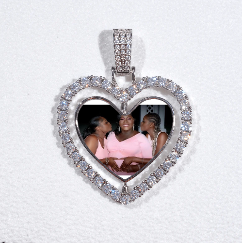 3D Spinning 2-Faced Heart Custom Picture Pendant