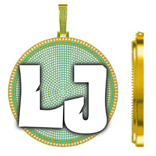 CUSTOM LETTER NECKLACE 3D BIG DISC