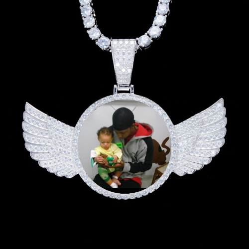925S & VVS Moissanite 3D Wing Custom Picture Pendant