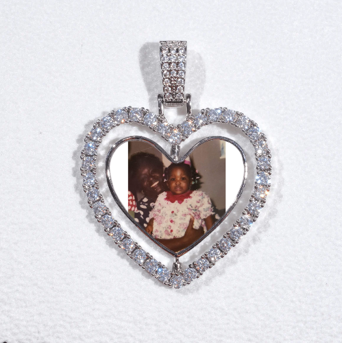 3D Spinning 2-Faced Heart Custom Picture Pendant