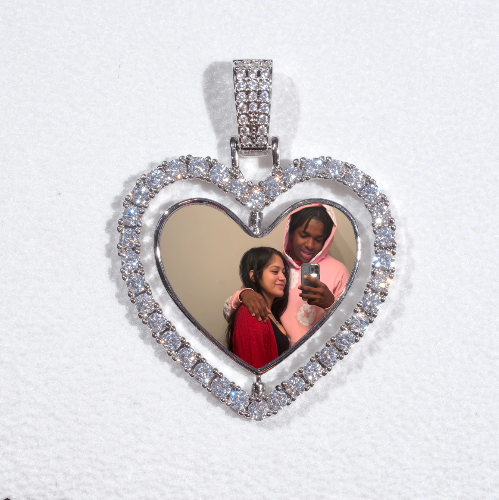 3D Spinning 2-Faced Heart Custom Picture Pendant