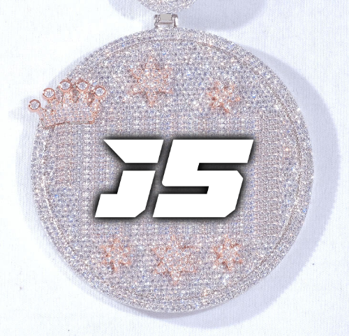 CUSTOM LETTER NECKLACE 3D BIG CROWN DISC