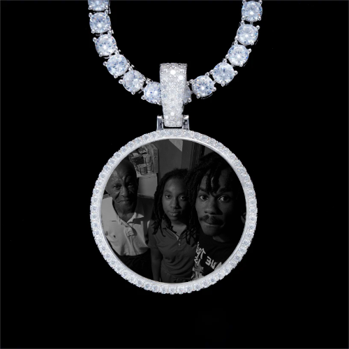 925S & VVS Moissanite 3D Circle Custom Picture Pendant