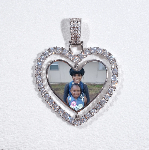 3D Spinning 2-Faced Heart Custom Picture Pendant