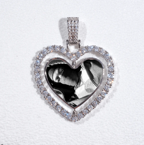 3D Spinning 2-Faced Heart Custom Picture Pendant