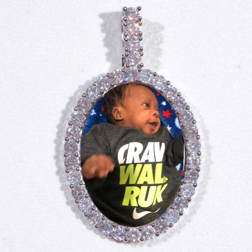 Large 3D Oval Custom Picture Pendant