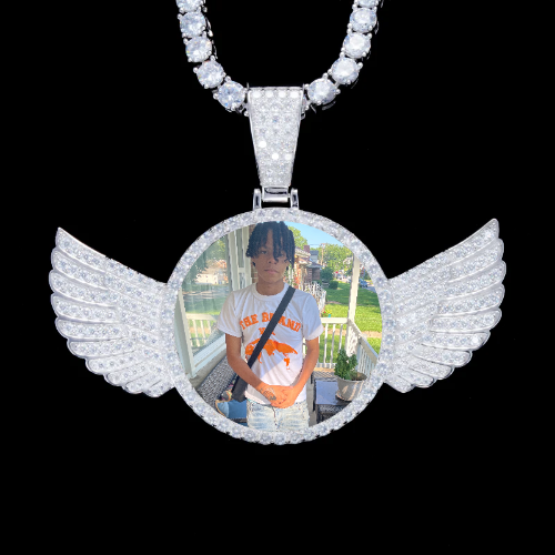 925S & VVS Moissanite 3D Wing Custom Picture Pendant