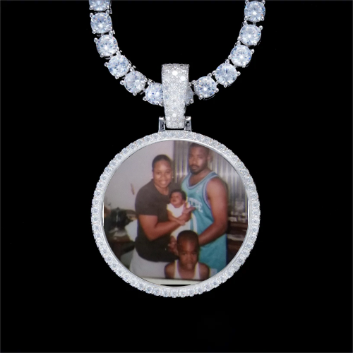 925S & VVS Moissanite 3D Circle Custom Picture Pendant